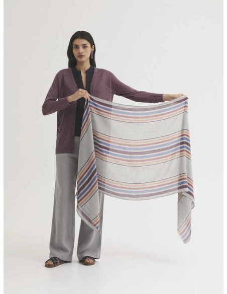 Fular con rayas tejidas Gris Nice Things