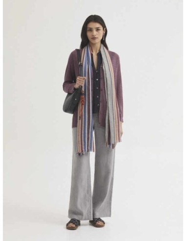 Fular con rayas tejidas Gris Nice Things