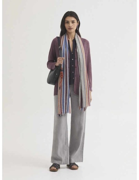 Fular con rayas tejidas Gris Nice Things