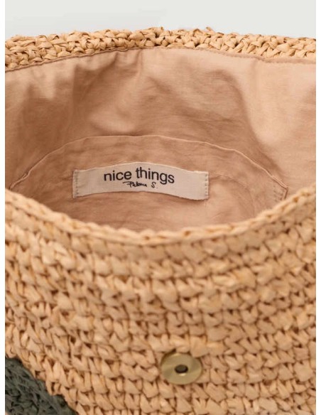 Bandolera de rafia fantasía Beige Nice Things
