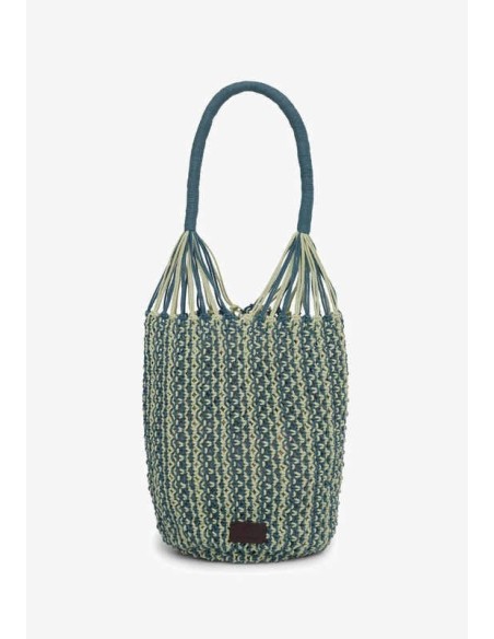 Bolso de macramé bicolor Azul lavado Nice Things