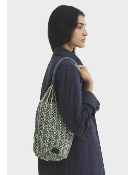 Bolso de macramé bicolor Azul lavado Nice Things