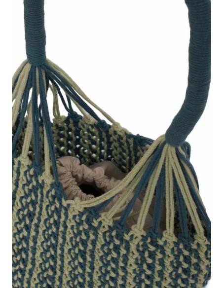 Bolso de macramé bicolor Azul lavado Nice Things