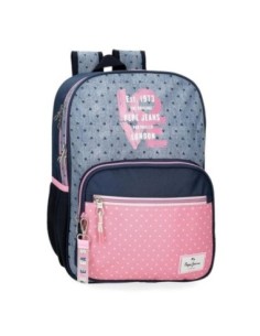 Mochila Escolar Pepe Jeans Noni Denim Dos Compartimentos