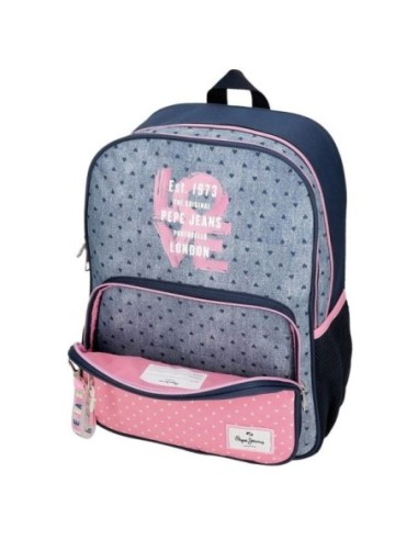 Mochila Escolar Pepe Jeans Noni Denim Dos Compartimentos