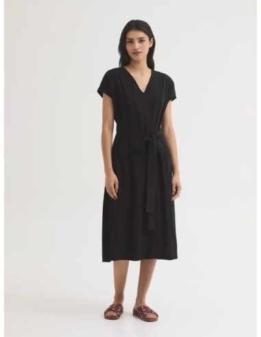 Vestido de seersucker y Tencel negro Nice Things