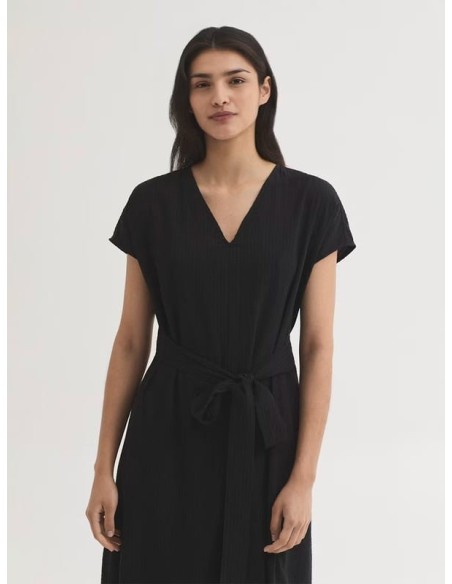 Vestido de seersucker y Tencel negro Nice Things
