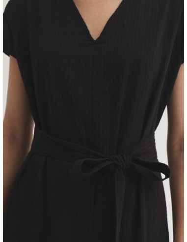 Vestido de seersucker y Tencel negro Nice Things
