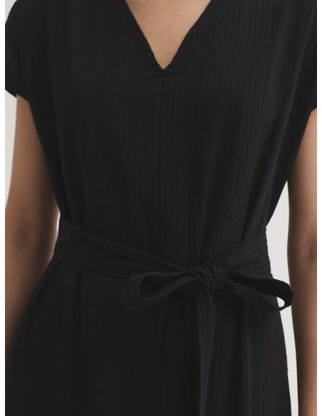 Vestido de seersucker y Tencel negro Nice Things