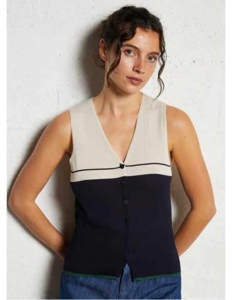 Chaleco abotonado con rayas posicionales Nice Things
