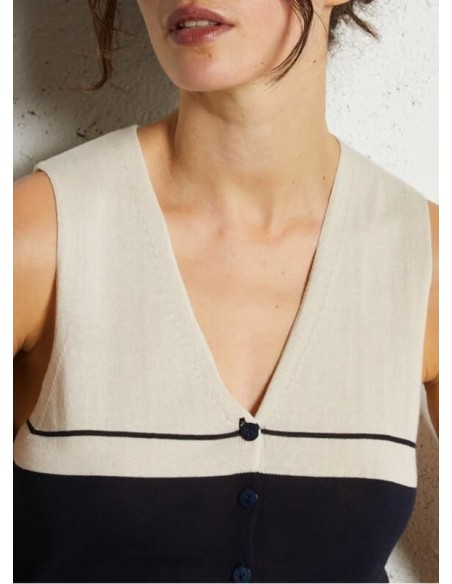 Chaleco abotonado con rayas posicionales Nice Things