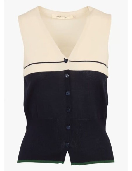 Chaleco abotonado con rayas posicionales Nice Things