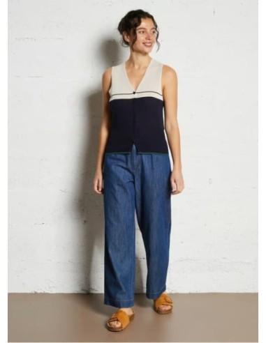 Chaleco abotonado con rayas posicionales Nice Things