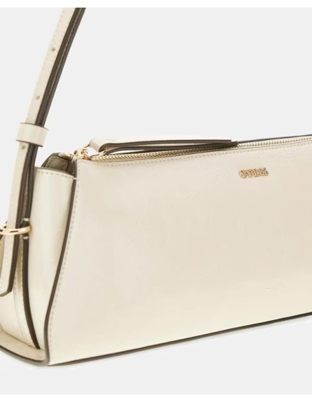 Bolso de hombro Xena blanco roto cremallera Guess