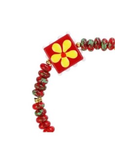 Pulsera elástica Trencadis roja flor central Anartxy 2