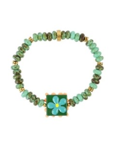 Pulsera elástica Trencadis verde agua flor central Anartxy