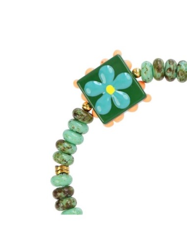 Pulsera elástica Trencadis verde agua flor central Anartxy