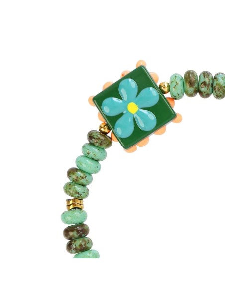 Pulsera elástica Trencadis verde agua flor central Anartxy