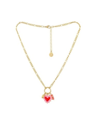 Collar Trencadis cadena corazón rosa Anartxy