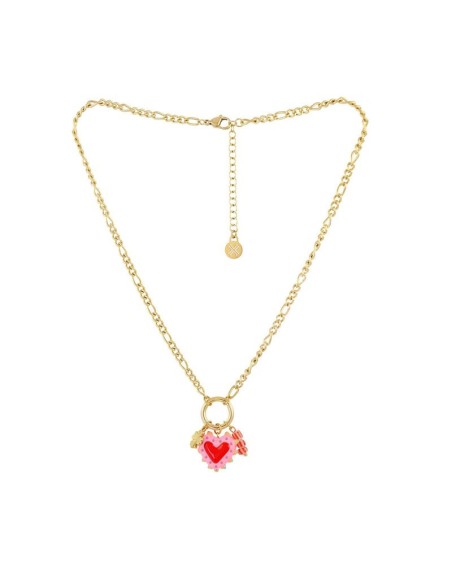Collar Trencadis cadena corazón rosa Anartxy