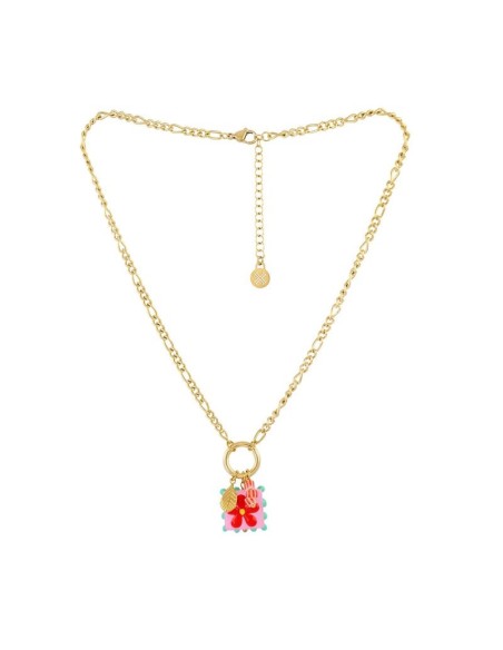 Collar Trencadis cadena sello flor roja Anartxy