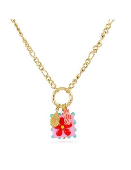 Collar Trencadis cadena sello flor roja Anartxy