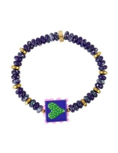 Pulsera elástica Trencadis azul corazón central Anartxy