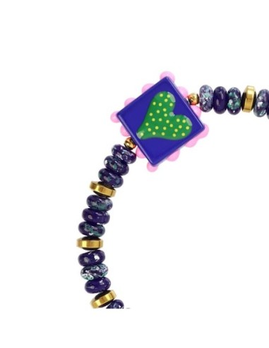 Pulsera elástica Trencadis azul corazón central Anartxy