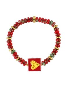 Pulsera elástica Trencadis rojo corazón central Anartxy