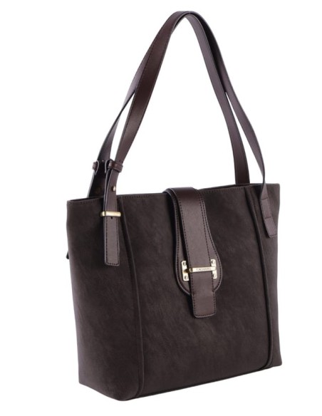 Shopper de hombro en color moka Cacharel