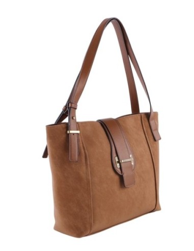 Shopper de hombro en color cuero Cacharel