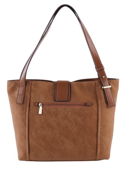 Shopper de hombro en color cuero Cacharel