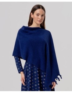 Poncho de punto con flecos Marino Surkana