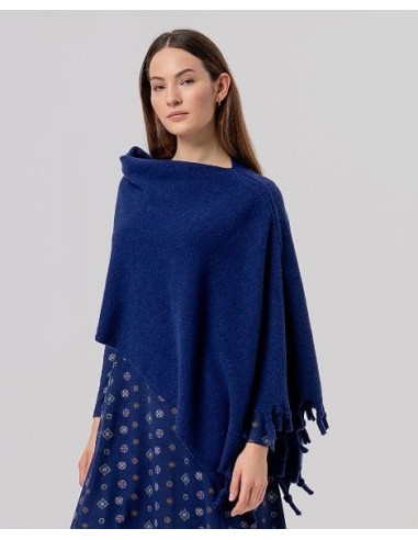 Poncho de punto con flecos Marino Surkana