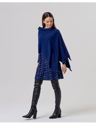 Poncho de punto con flecos Marino Surkana