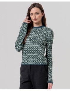 Jersey de cuello redondo de zigzag Verde Botella Surkana