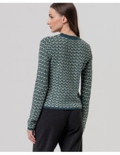 Jersey de cuello redondo de zigzag Verde Botella Surkana 2