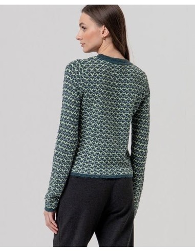 Jersey de cuello redondo de zigzag Verde Botella Surkana