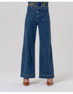 Jeans anchos con bolsillos de parche Indigo Surkana 2