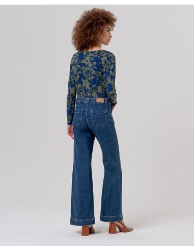 Jeans anchos con bolsillos de parche Indigo Surkana