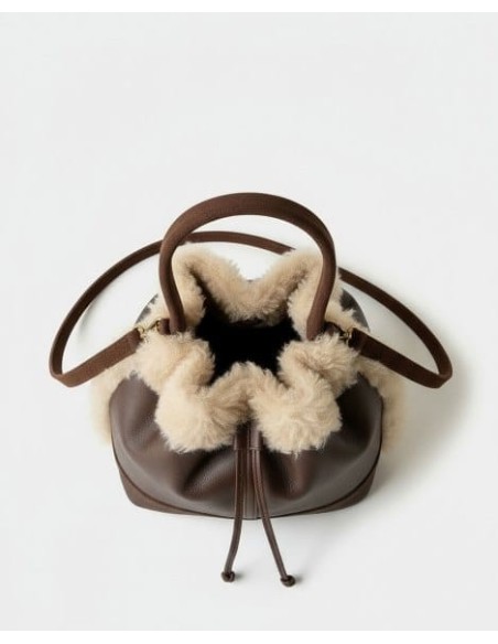 Bolso cubo con pelo Marrón Surkana