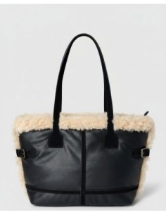 Bolso shopper con pelo Negro Surkana