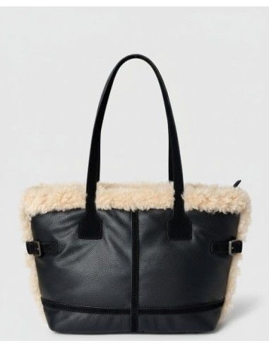 Bolso shopper con pelo Negro Surkana