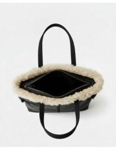 Bolso shopper con pelo Negro Surkana 2