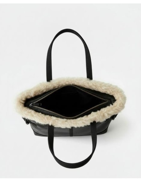 Bolso shopper con pelo Negro Surkana