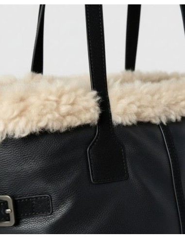 Bolso shopper con pelo Negro Surkana