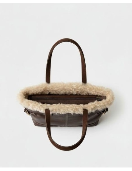 Bolso shopper con pelo Marrón Surkana