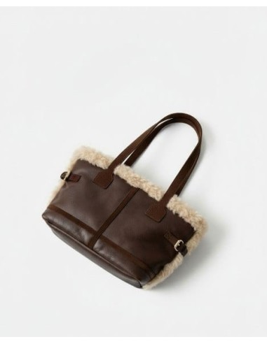 Bolso shopper con pelo Marrón Surkana